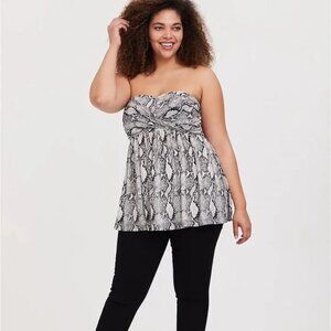 Torrid Womens Strapless Top Plus Size 5X Snakeskin Empire Lined Stretch Tube